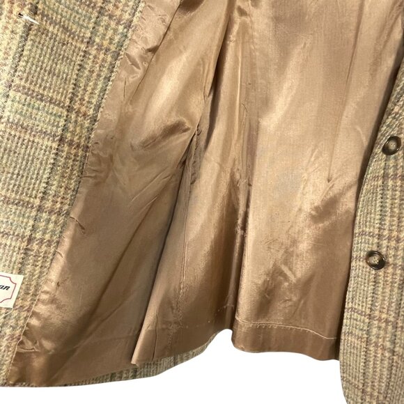 Vintage Wool Blazer Camel Plaid 1970s–80s ILGWU – Made in USA, Womens 8 / Medium - Picture 9 of 12